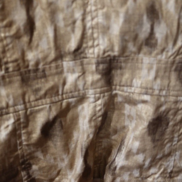 Chicos Metallic Gold Shimmery Linen Blend Blazer Jacket Zip Up Pockets  1 - Picture 5 of 16